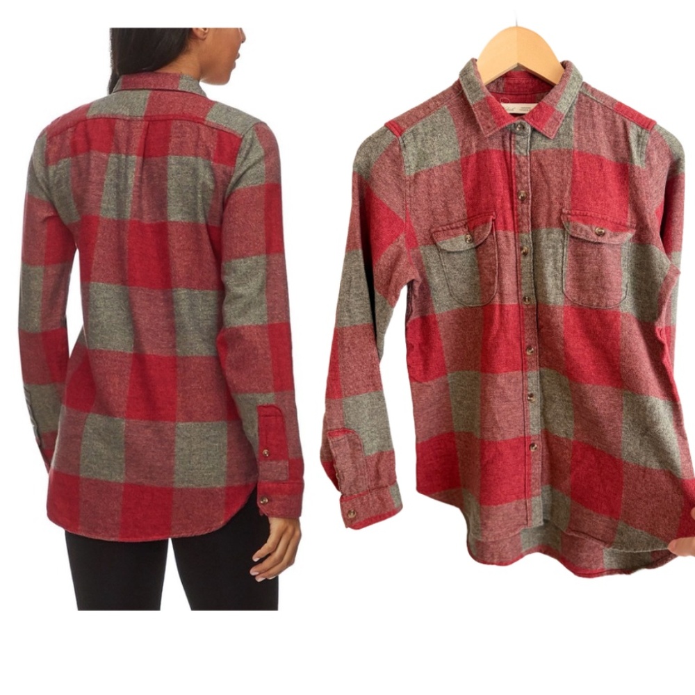 Woolrich Buffalo Check Plaid Flannel Long Sleeve Button Down Shirt Womens Small